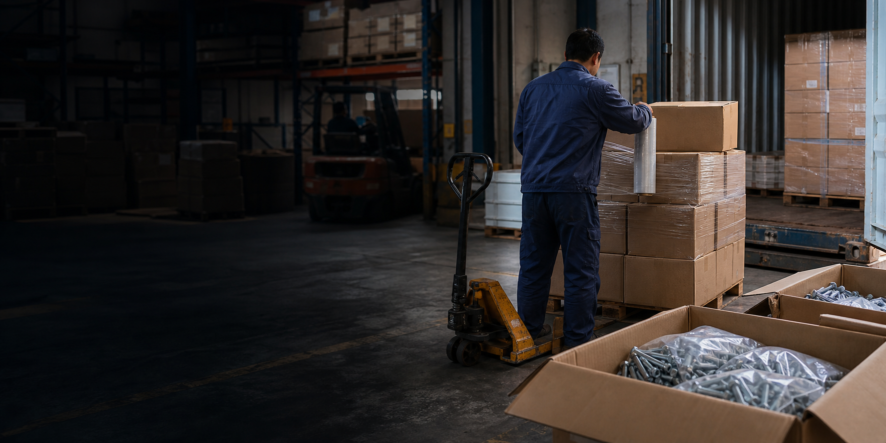 Fastener warehouse packing and dispatch scene